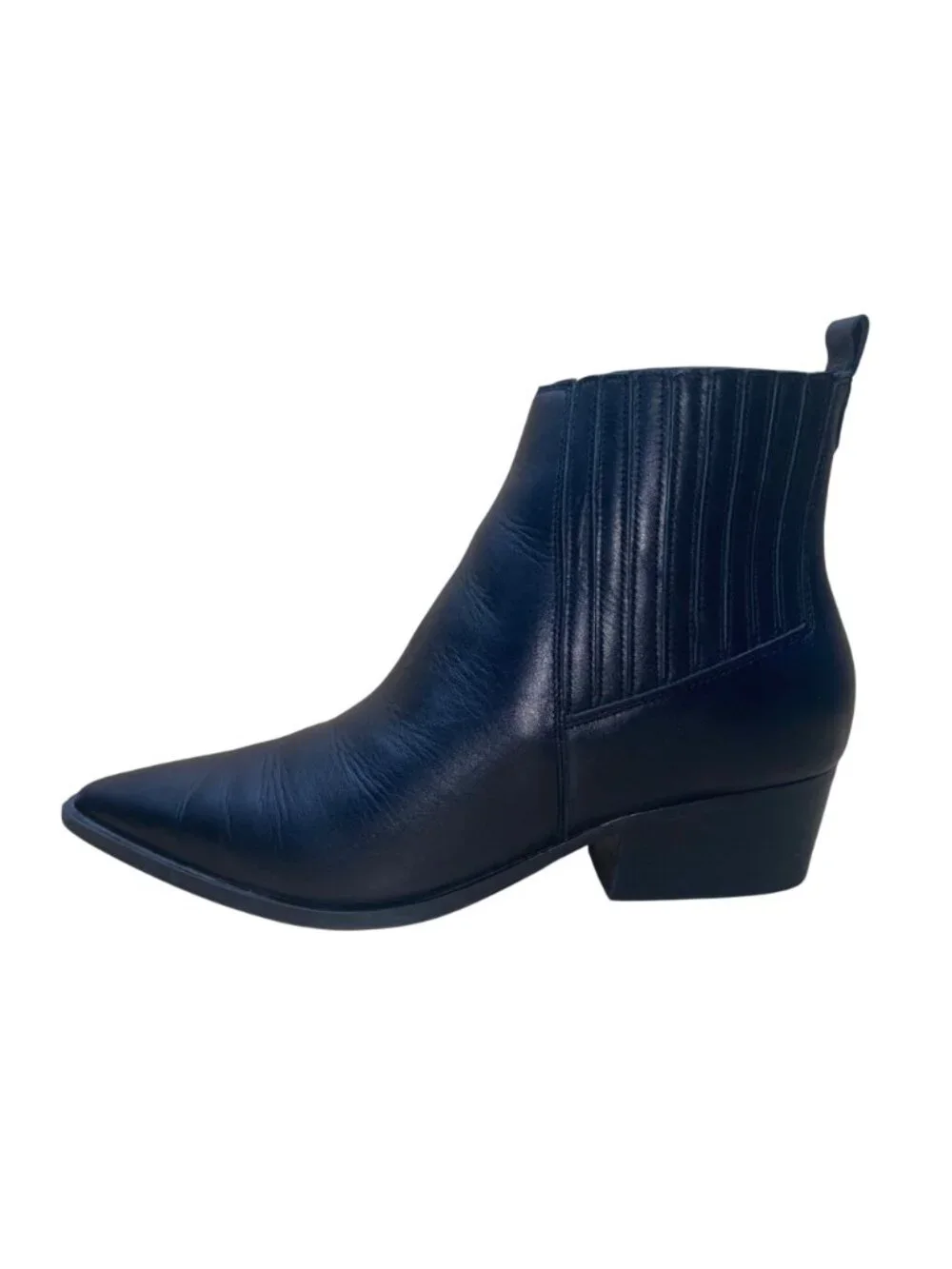 Marc Fisher Women’s Black Leather Block Heel Mlyarita Ankle Boots Size 8.5M - Picture 4 of 10